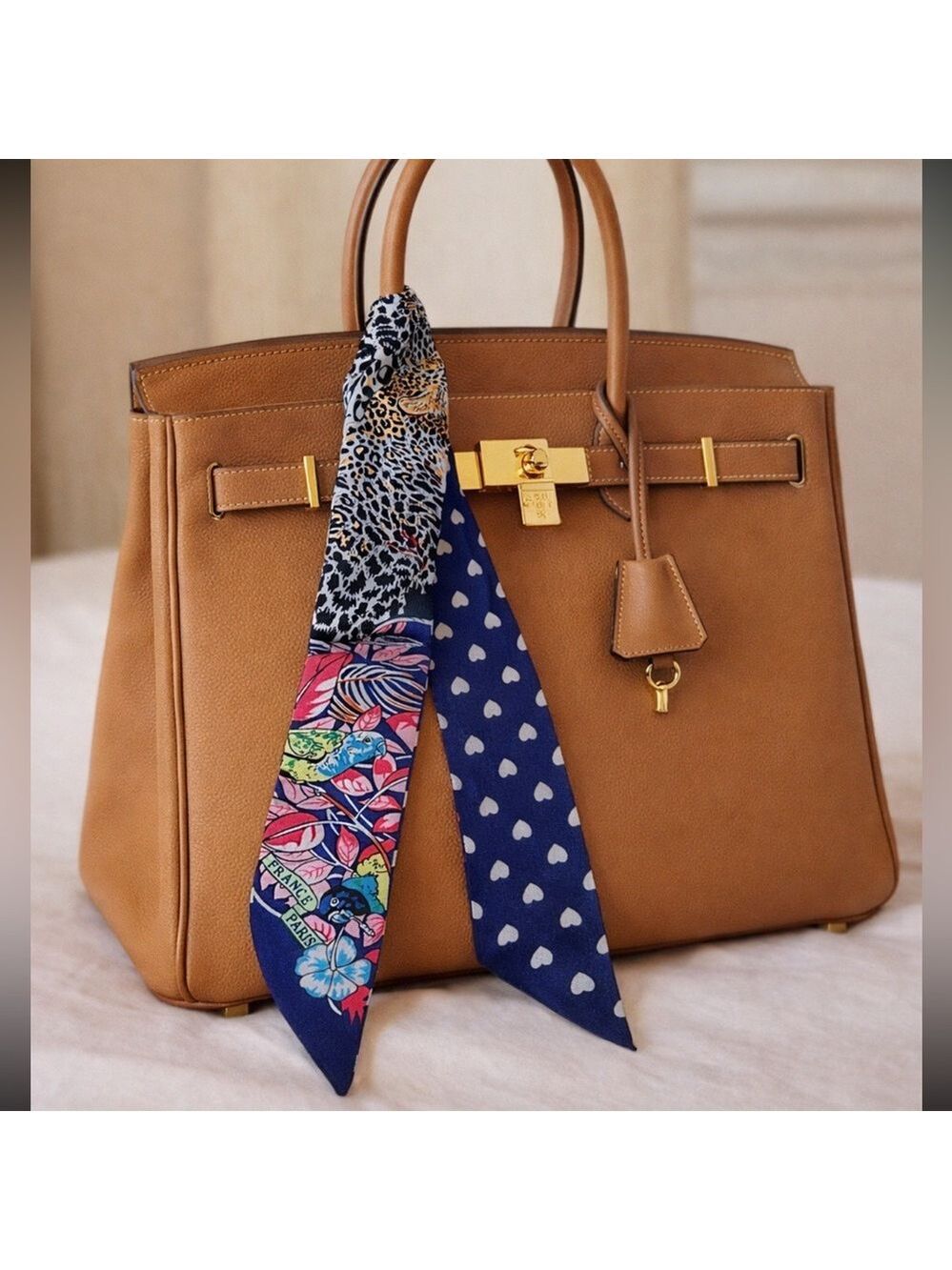 PARROT CHEETAH HEARTS SKINNY SCARF PARIS PRINT BAG HANDLE WRAP BANDEAU HAIR TIE